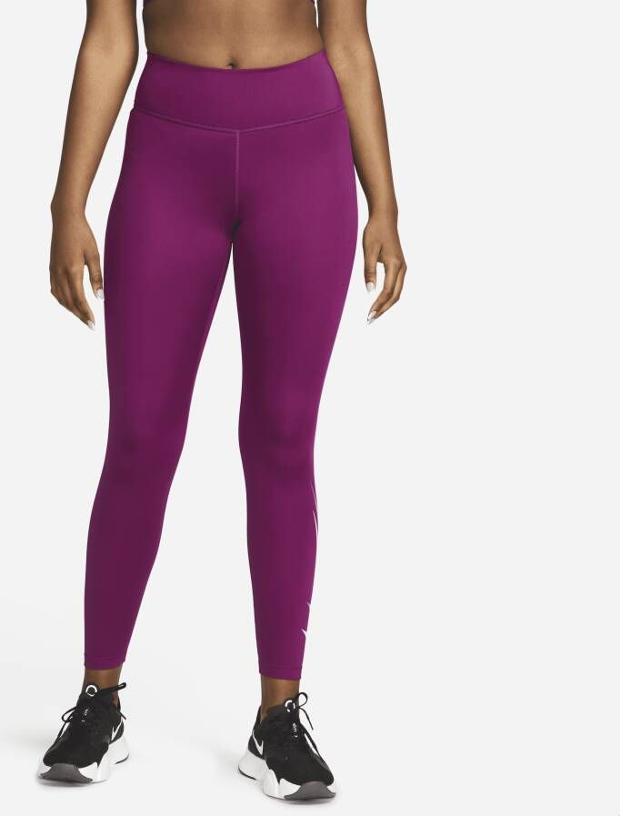 Nike Swoosh Run 7 8-hardlooplegging met graphic en halfhoge taille voor dames Rood