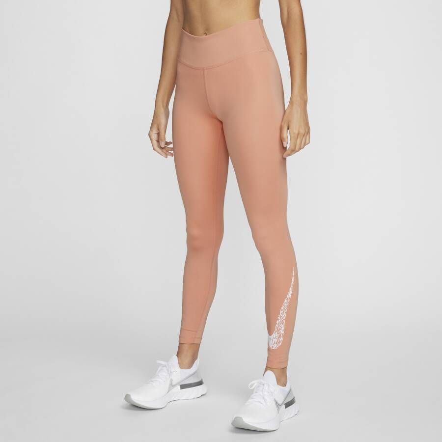 Nike Swoosh Run 7 8-hardlooplegging met halfhoge taille voor dames Oranje