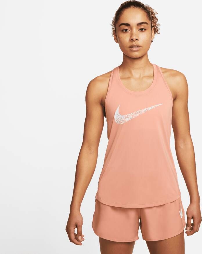 Nike Swoosh Run Hardlooptanktop voor dames Oranje