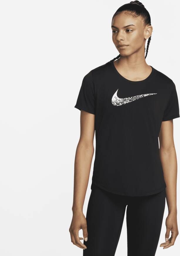 Nike Swoosh Run Hardlooptop met korte mouwen voor dames Zwart