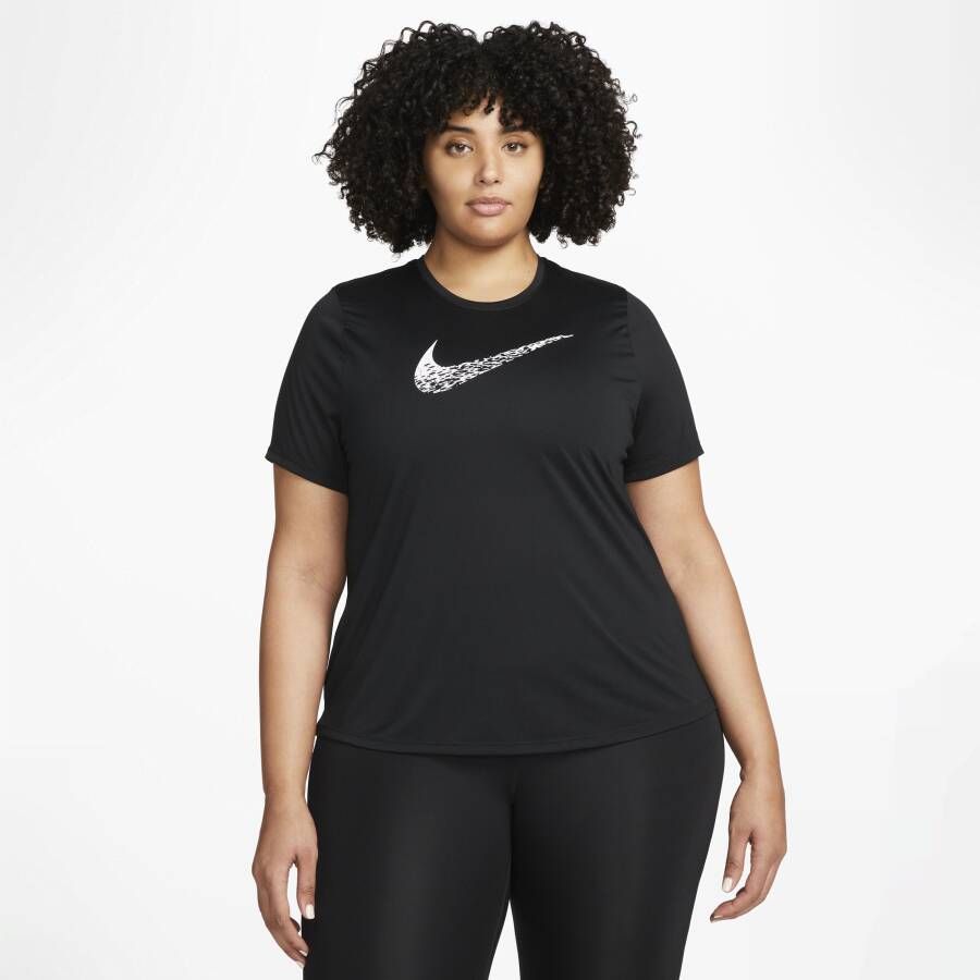 Nike Swoosh Run Hardlooptop met korte mouwen voor dames Zwart