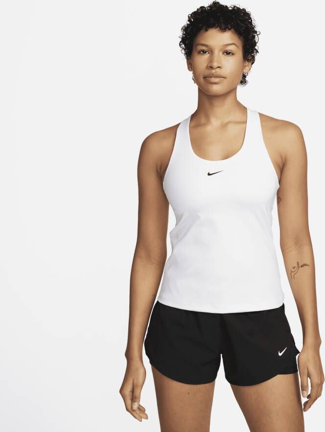 Nike Swoosh Tanktop met padded sport-bh met medium ondersteuning Wit