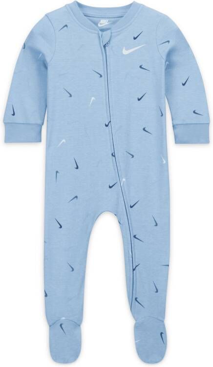 Nike Swooshfetti Coverall met voetjes voor baby's (3-6 maanden) Blauw