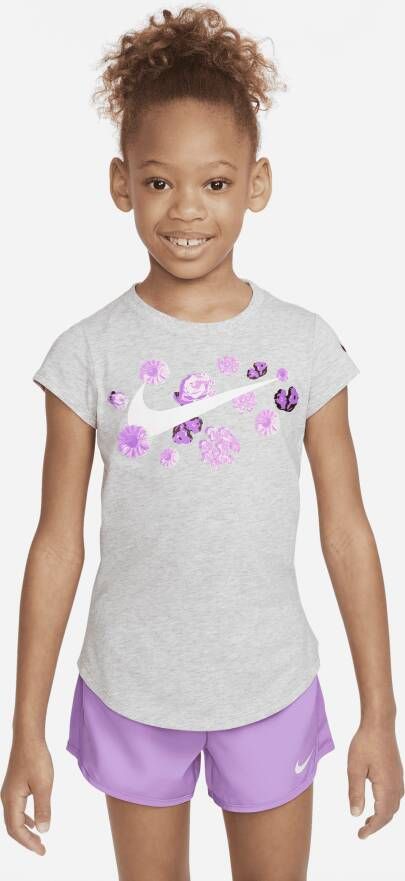 Nike T-shirt met bloemenlogo voor kleuters Grijs