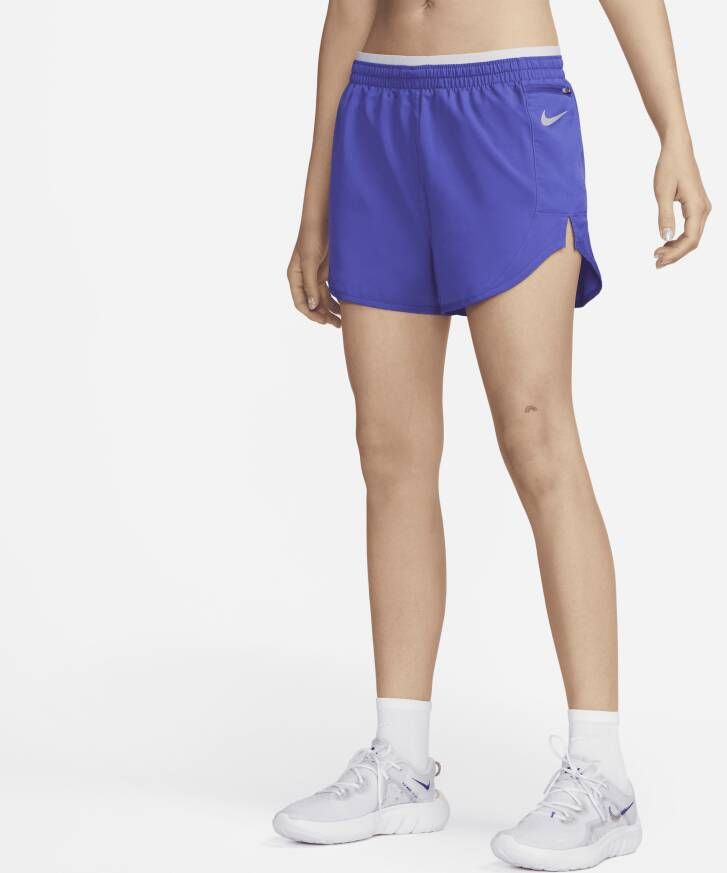 Nike Tempo Luxe Hardloopshorts voor dames (8 cm) Blauw