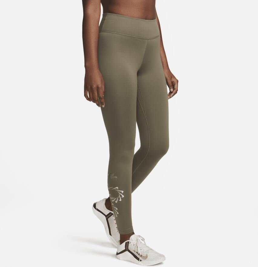 Nike Therma-FIT One Trainingslegging met graphic en halfhoge taille voor dames Groen