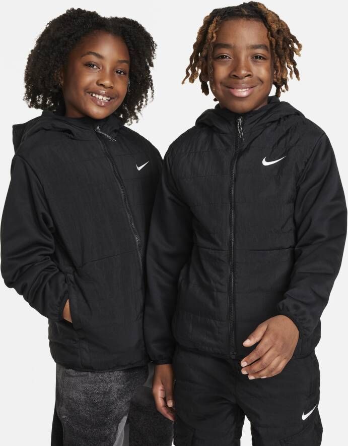 Nike Therma-FIT Repel Outdoor Play winterhoodie van fleece met rits voor kids Zwart