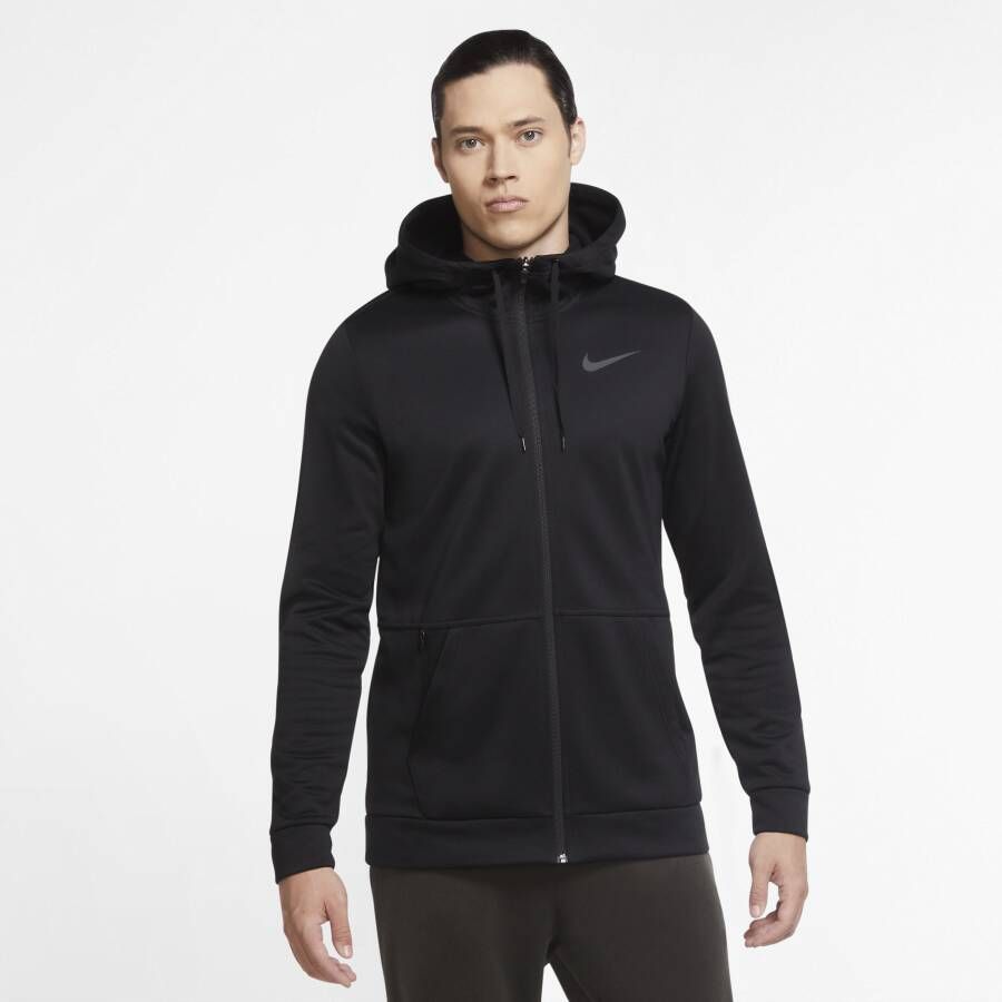 Nike Therma Trainingshoodie met rits voor heren Zwart