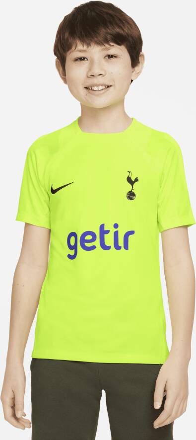 Nike Tottenham Hotspur Strike voetbaltop met Dri-FIT en korte mouwen voor kids Geel