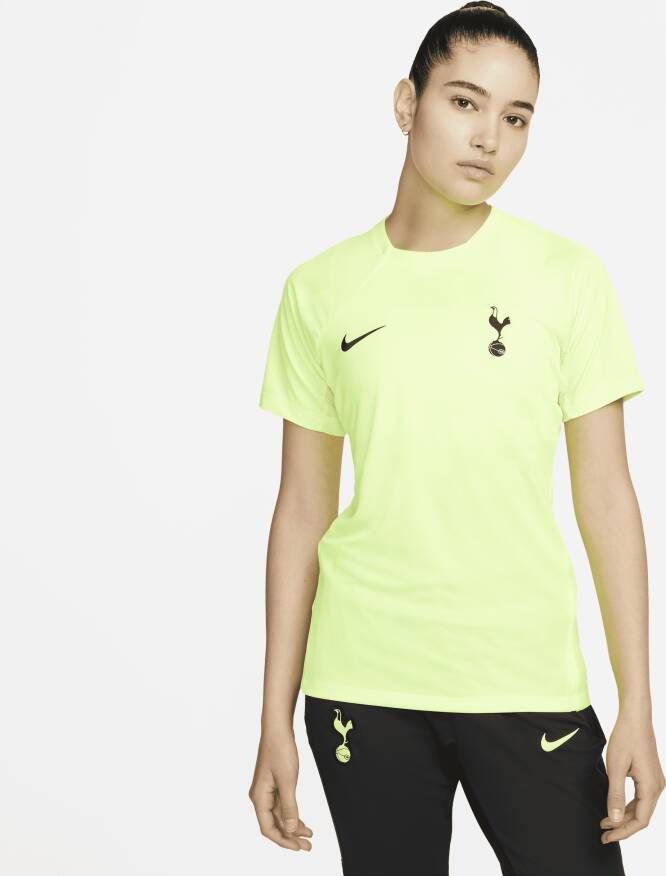 Tottenham Hotspur Nike voetbaltop met Dri-FIT en korte mouwen voor dames Geel