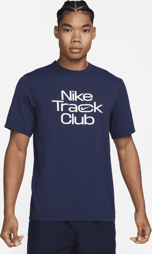 Nike Track Club hardlooptop met korte mouwen en Dri-FIT voor heren Blauw