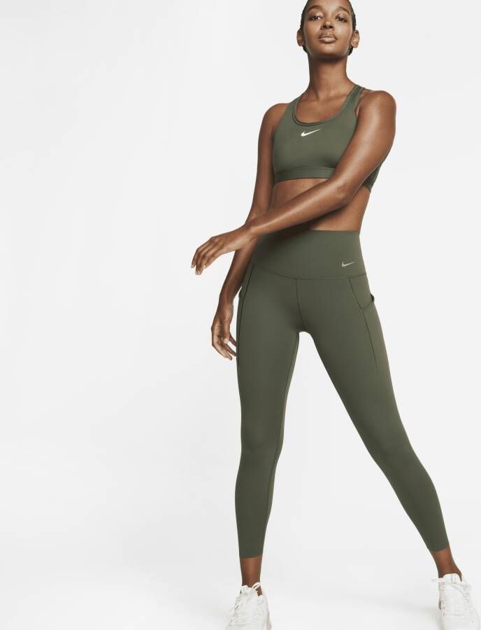 Nike Universa 7 8-legging met hoge taille zakken en medium ondersteuning voor dames Groen