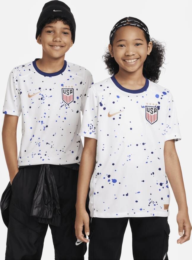 Nike USWNT (4-Star) 2023 Stadium Thuis Dri-FIT voetbalshirt voor kids Wit