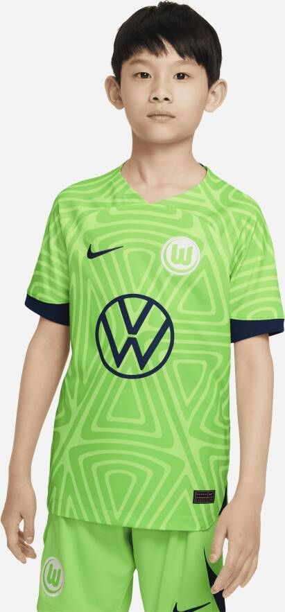 Nike VfL Wolfsburg 2022 23 Stadium Thuis voetbalshirt met Dri-FIT voor kids Groen