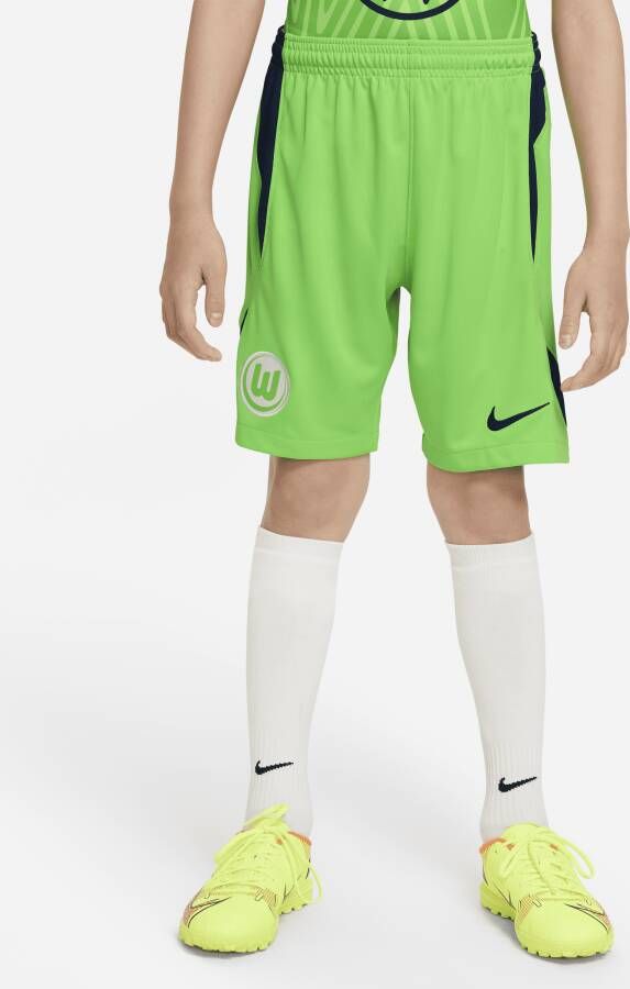 Nike VfL Wolfsburg 2022 23 Stadium Thuis voetbalshorts met Dri-FIT voor kids Groen