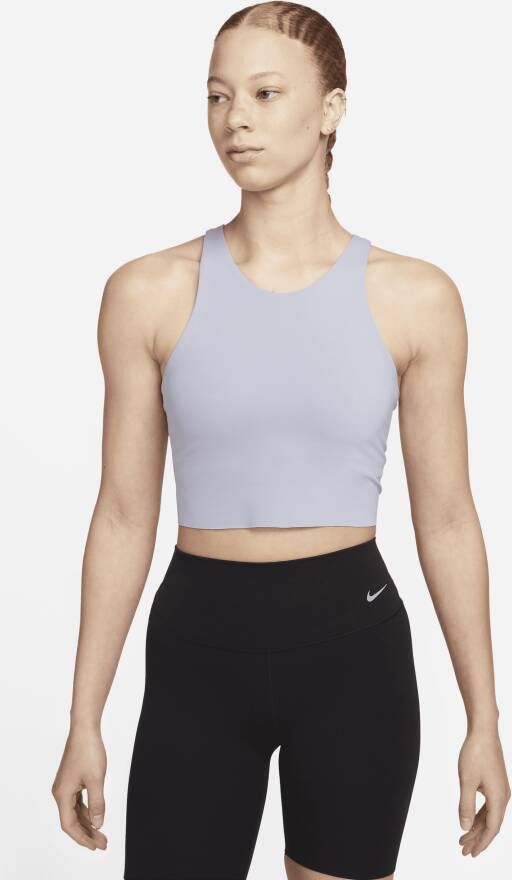 Nike Yoga Dri-FIT Luxe Korte tanktop met geïntegreerde bh Paars