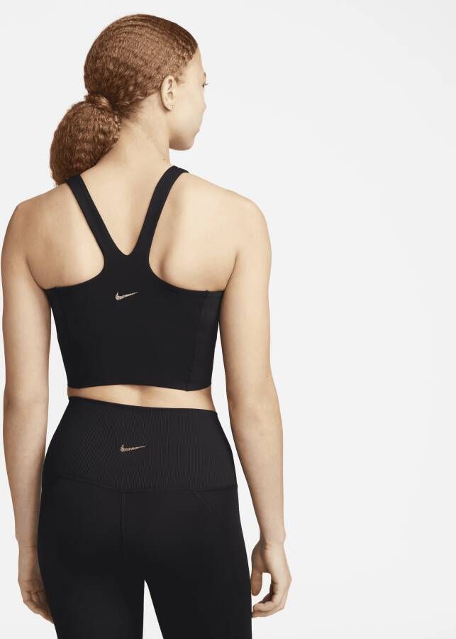 Nike Yoga Dri-FIT Luxe Korte tanktop met geïntegreerde bh Zwart