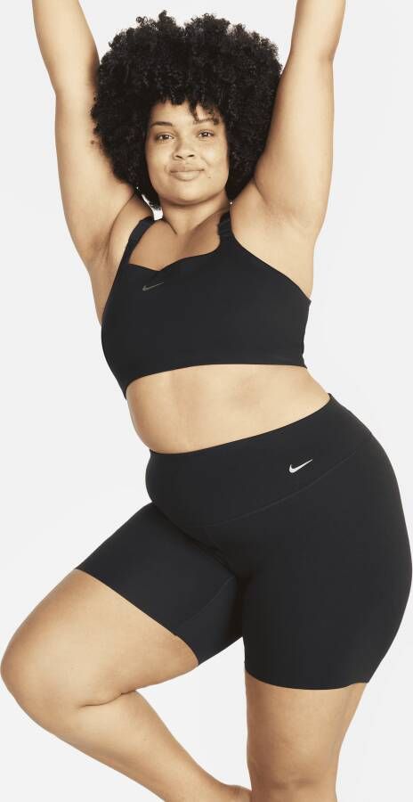 Nike Zenvy Bikershorts met iets ondersteunende hoge taille voor dames (Plus Size 20 cm) Zwart