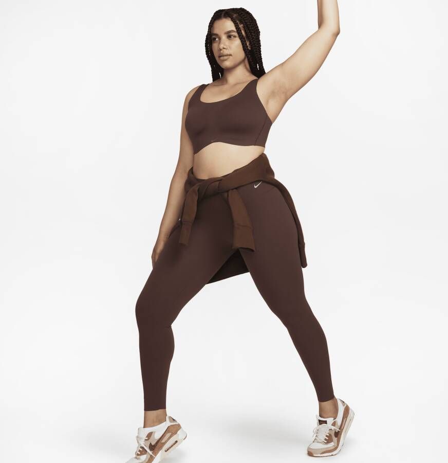 Nike Zenvy Legging met volledige lengte en iets ondersteunende hoge taille voor dames Bruin