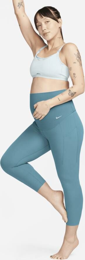 Nike Zenvy (M) 7 8-legging met iets ondersteunende hoge taille en zakken voor dames (zwangerschapskleding) Blauw