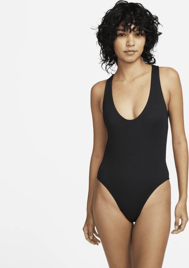 Nike zwempak met gekruist design Zwart