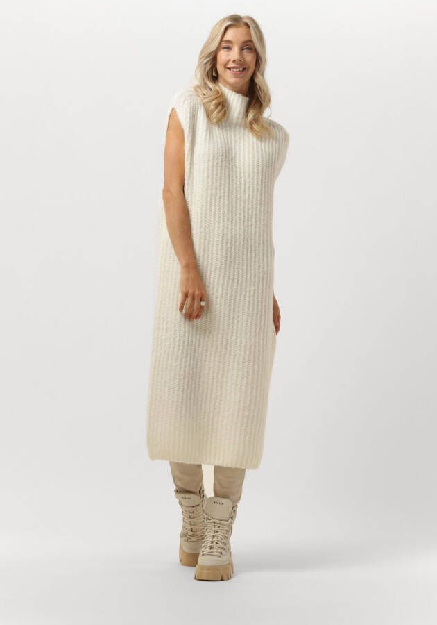 10Days Turtle Neck Midi Jurk Ecru Beige Dames