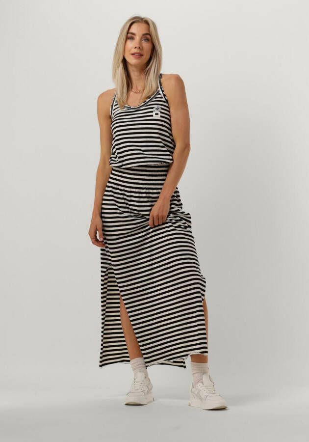 10days Zwarte Midi Jurk Smock Dress Stripe