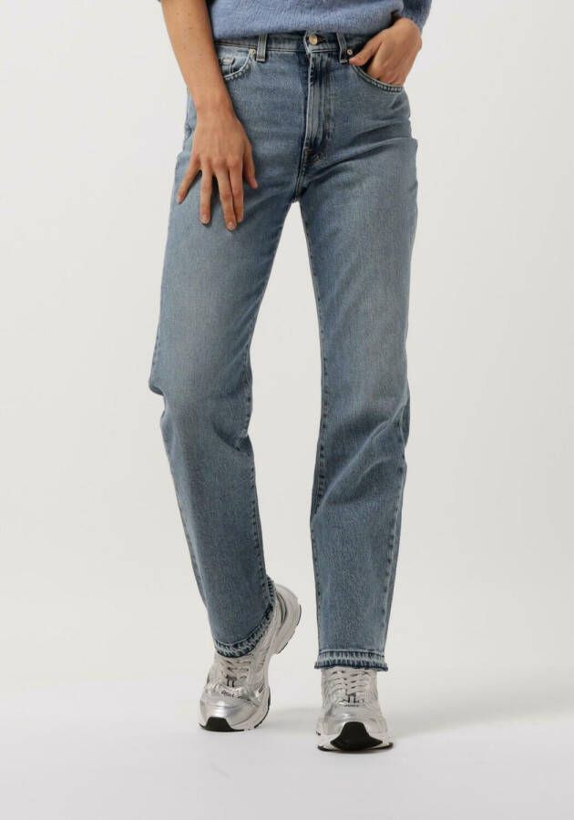 7 for all Mankind Blauwe Straight Leg Jeans Tall Logan Strovepipe Higher With Unrolled Hem