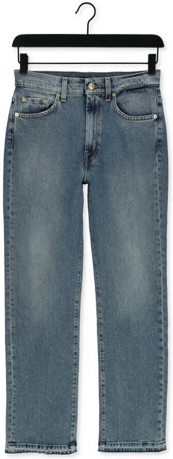 7 for all Mankind Blauwe Straight Leg Jeans Tall Logan Strovepipe Higher With Unrolled Hem