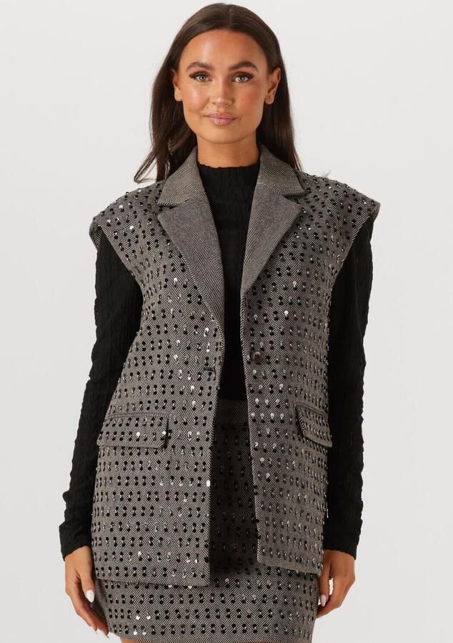 Aaiko gestreepte regular blazer met wol grijs met pailletten - Foto 4