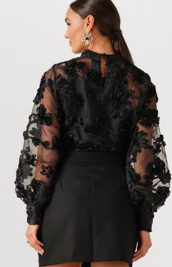 Aaiko Doorschijnende top met borduursels Lucia zwart - Foto 3