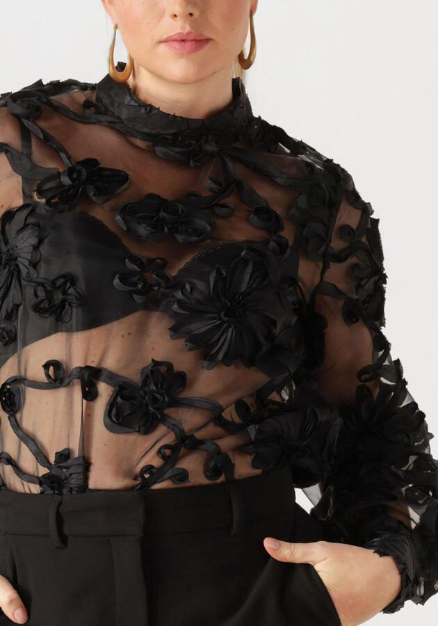 Aaiko Doorschijnende top met borduursels Lucia zwart - Foto 2