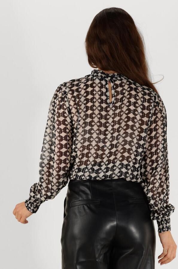 Aaiko semi-transparante top met all over print ecru zwart - Foto 2