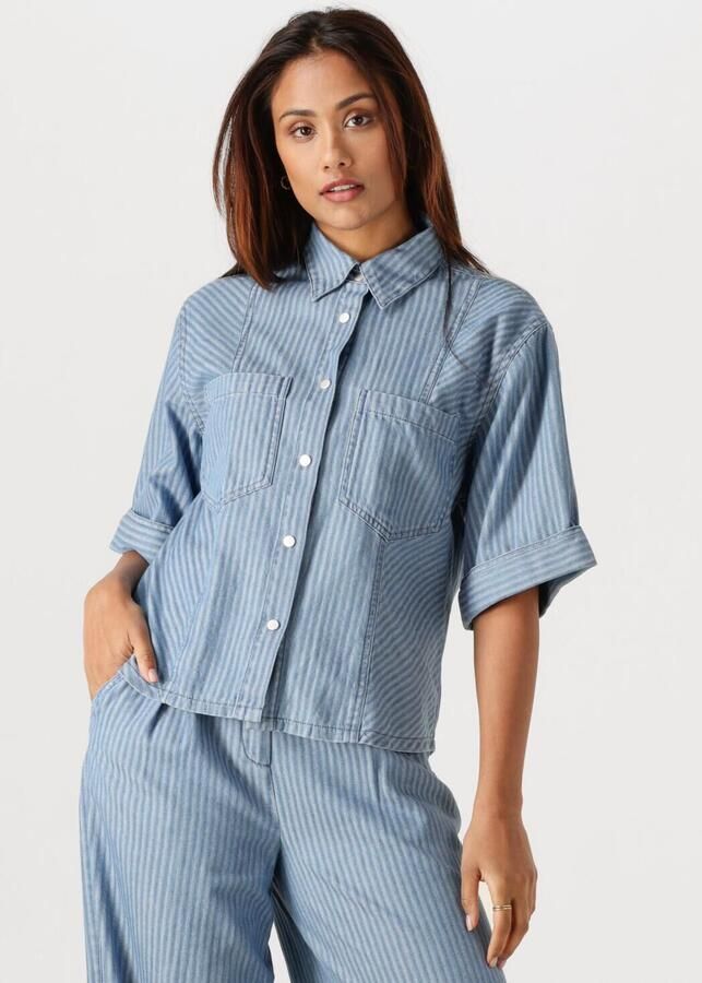 AAIKO Dames Blouses Serene Stripe Co 568 Lichtblauw