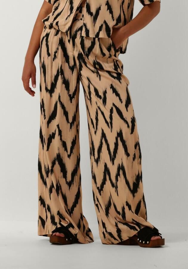 Aaiko high waist straight fit pantalon met all over print ecru zwart - Foto 3