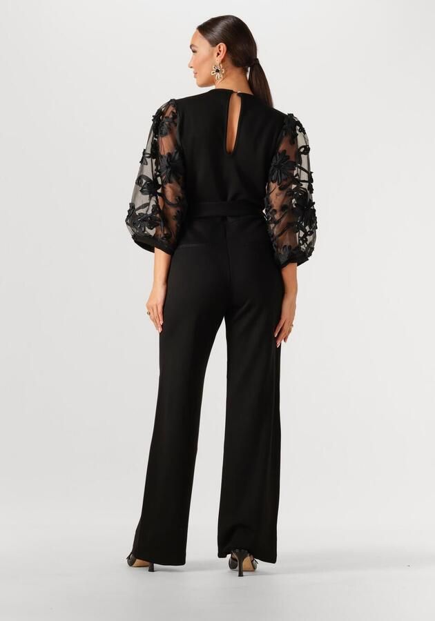 Aaiko Jumpsuit met geborduurde mouwen Lizeth zwart