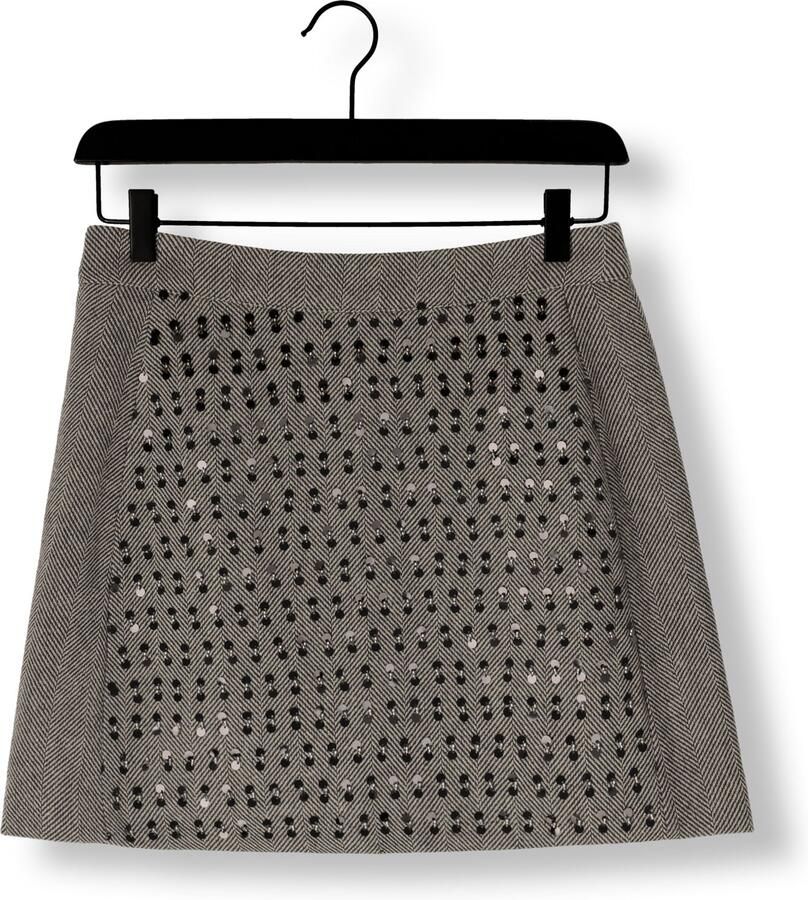 Aaiko wollen gestreepte mini rok met pailletten grijs