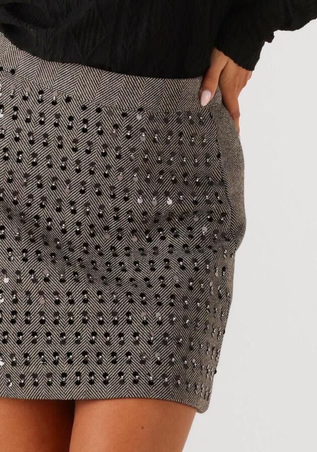 Aaiko wollen gestreepte mini rok met pailletten grijs - Foto 3