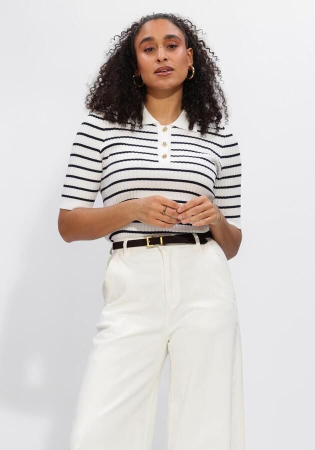 AAIKO Dames Tops & T-shirts Julia Stripe Vis 302 Gebroken Wit
