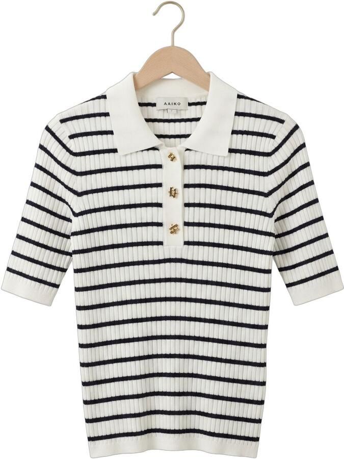 AAIKO Dames Tops & T-shirts Julia Stripe Vis 302 Gebroken Wit - Foto 2