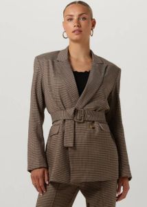 Aaiko Geruite blazer met ceintuur Charlena bruin