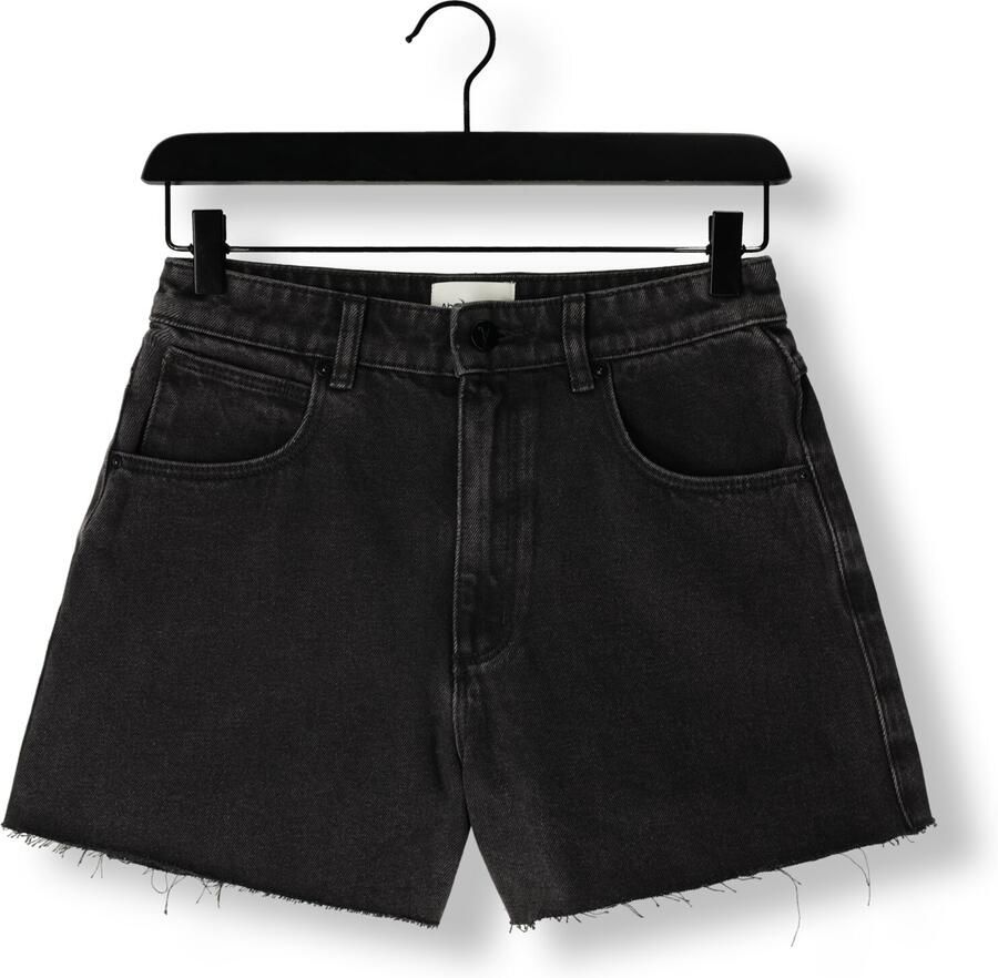 Abrand Jeans straight high waist denim short black denim