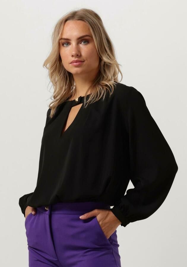 ACCESS Dames Blouses Blouse With Front V Opening Zwart - Foto 4