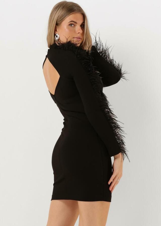 ACCESS Dames Jurken Long Sleeve Mini Dress With Feat Zwart - Foto 4