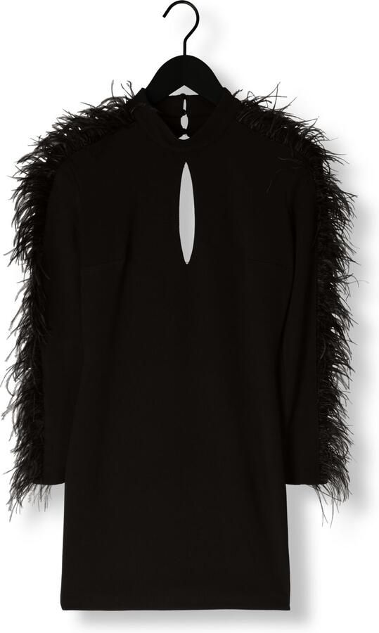 ACCESS Dames Jurken Long Sleeve Mini Dress With Feat Zwart - Foto 3