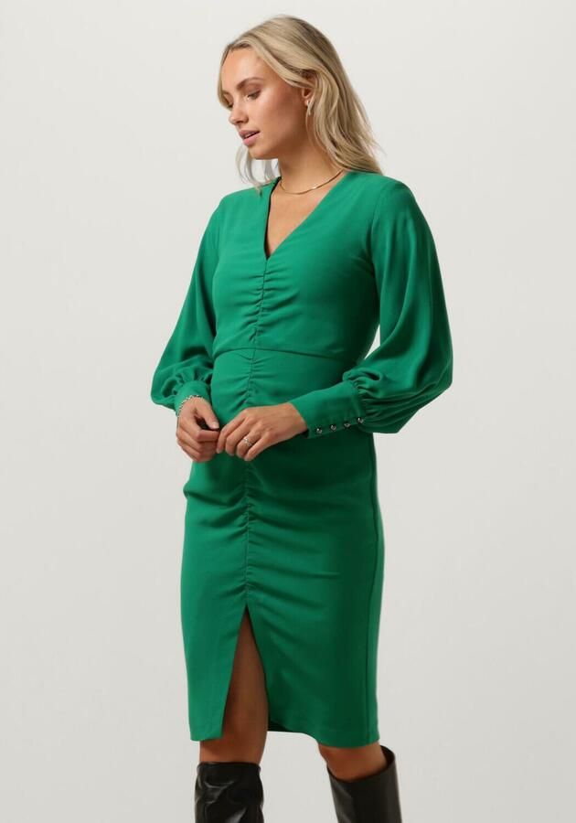 ACCESS Dames Jurken Ruched Dress With V Neckline Groen - Foto 4