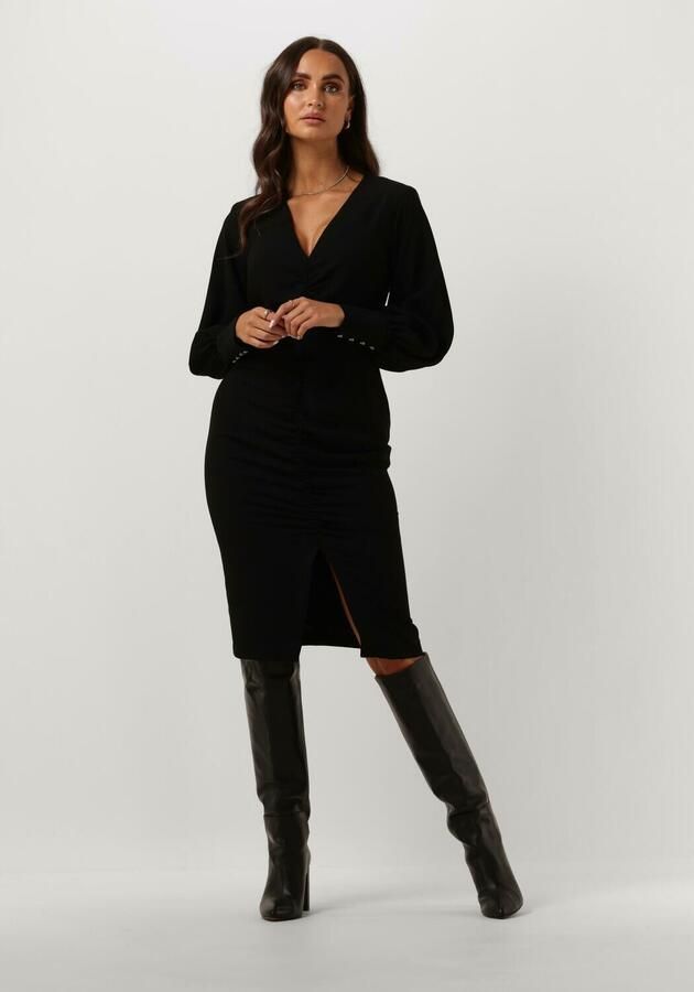 ACCESS Dames Jurken Ruched Dress With V Neckline Zwart - Foto 4