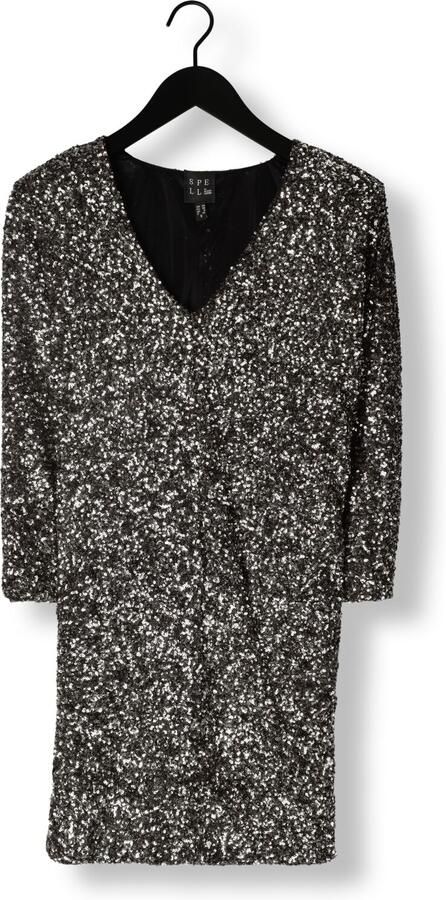 ACCESS Dames Jurken Sequin Mini Dress With V Necklin Zilver - Foto 3