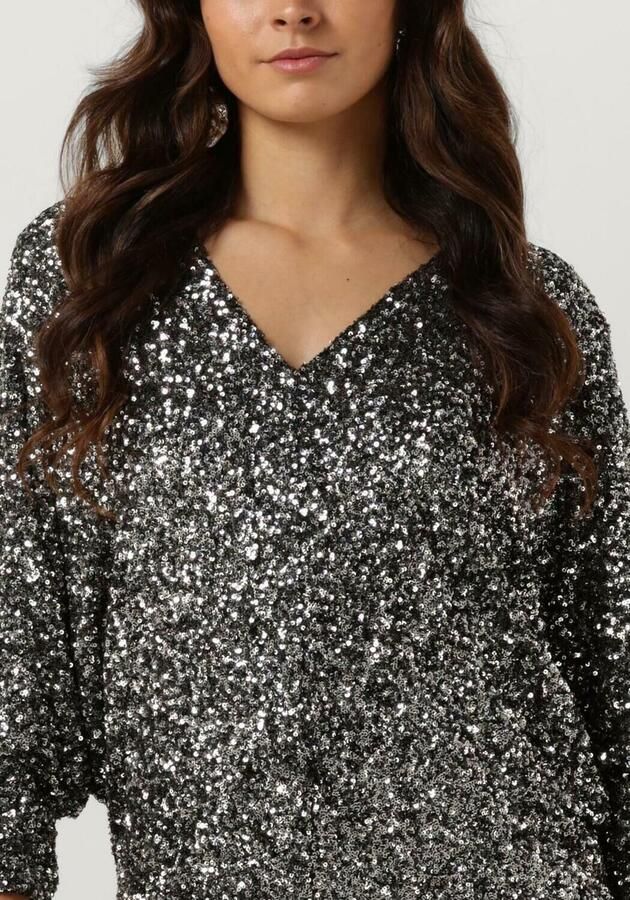 ACCESS Dames Jurken Sequin Mini Dress With V Necklin Zilver - Foto 2