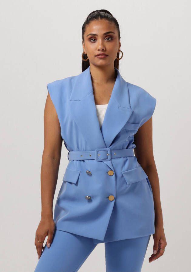 ACCESS Dames Blazers Double-breasted Waistcoat With Belt Blauw